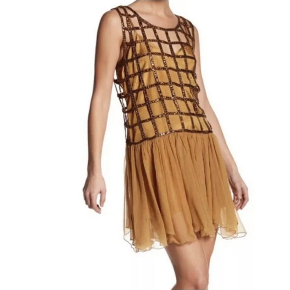 NWT Free People Sequin Cage Shell Drop Waist Dress size M